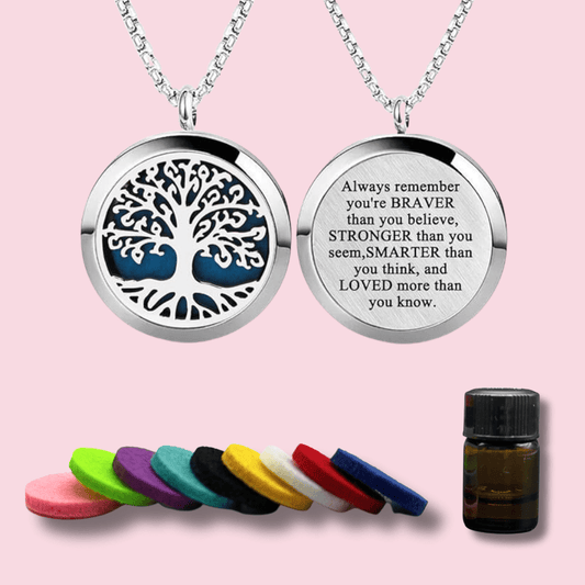 Aromatherapy Diffuser Necklace - Tree of Life - Silver - Joyful Desert Rose