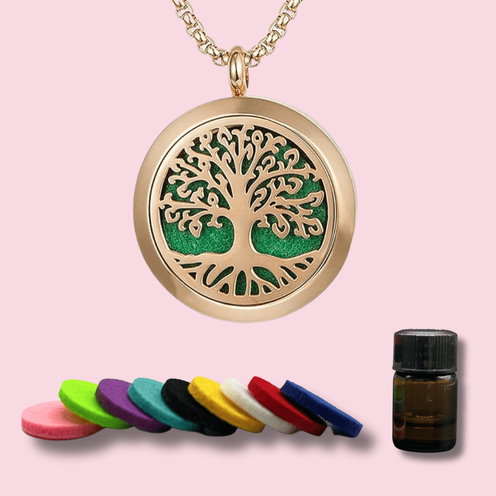 Aromatherapy Diffuser Necklace - Tree of Life - Rose Gold - Joyful Desert Rose